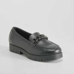 Online Mocasín cadena negra Mujer Zapatos Confort|Mocasines