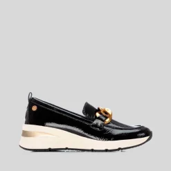 Best Mocasín cuña cadena negro Mujer Mocasines