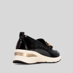 Best Mocasín cuña cadena negro Mujer Mocasines