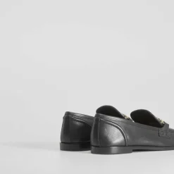 Online Mocasín de piel negro Mujer Mocasines