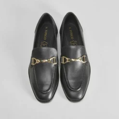 Online Mocasín de piel negro Mujer Mocasines