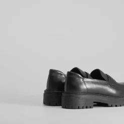 Discount Mocasín de piel negro Mujer Zapatos Confort|Mocasines