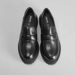 Discount Mocasín de piel negro Mujer Zapatos Confort|Mocasines