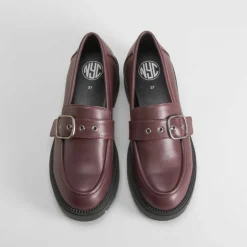 Clearance Mocasín hebilla burdeos Mujer Mocasines