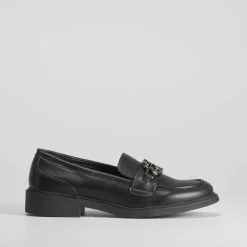 Clearance Mocasín plano negro con estribo PICCOLA PIU Mujer Mocasines