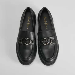 Clearance Mocasín plano negro con estribo PICCOLA PIU Mujer Mocasines