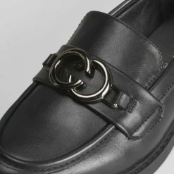 Clearance Mocasín plano negro con estribo PICCOLA PIU Mujer Mocasines