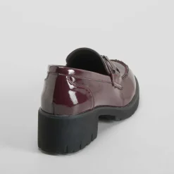 New Mocasín tacón con estribo burdeos Mujer Zapatos Confort|Mocasines
