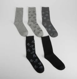 Discount Pack 5 calcetines astronautas negro y gris Calcetines
