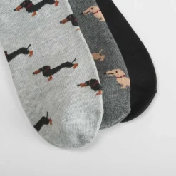 Outlet Pack 3 calcetines perros gris Calcetines