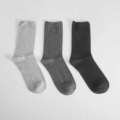 Hot Pack x3 calcetines largos gris negro de mujer Calcetines