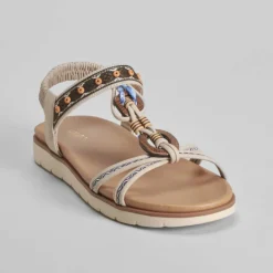 Outlet Sandalia aros madera beige Mujer Sandalias Cuña