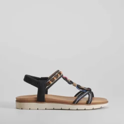 Outlet Sandalia aros madera negra Mujer Sandalias Cuña