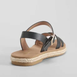 Sandalia bandolera yute negra Mujer Sandalias Planas