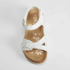 Best Sandalia bio con hebillas y brillo blanco OH GIRL Sandalias