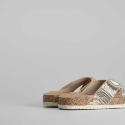Sandalia bio cruzada con abalorios Mujer Sandalias Bio Y Menorquinas