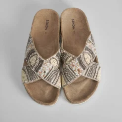 Sandalia bio cruzada con abalorios Mujer Sandalias Bio Y Menorquinas