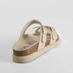 Outlet Sandalia bio cruzada piel oro Mujer Sandalias Bio Y Menorquinas|Sandalias Confort