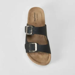 Sale Sandalia bio cuña hebillas negra Mujer Sandalias Cuña|Sandalias Confort