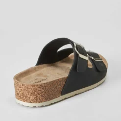 Sale Sandalia bio cuña hebillas negra Mujer Sandalias Cuña|Sandalias Confort
