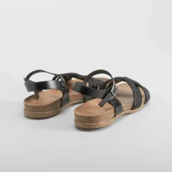 Sandalia bio de piel tiras negra Mujer Sandalias Bio Y Menorquinas