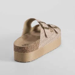 Sandalia bio plataforma rallada rosa Mujer Sandalias Bio Y Menorquinas