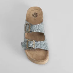 Sale Sandalia bio plataforma rallada azul Mujer Sandalias Bio Y Menorquinas