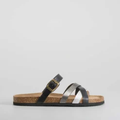 Clearance Sandalia bio tiras negra Mujer Sandalias Bio Y Menorquinas