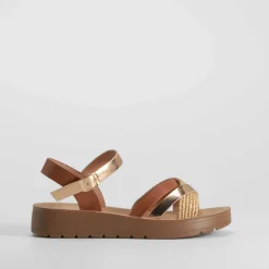 Sandalia bio tricolor marrón Mujer Sandalias Bio Y Menorquinas