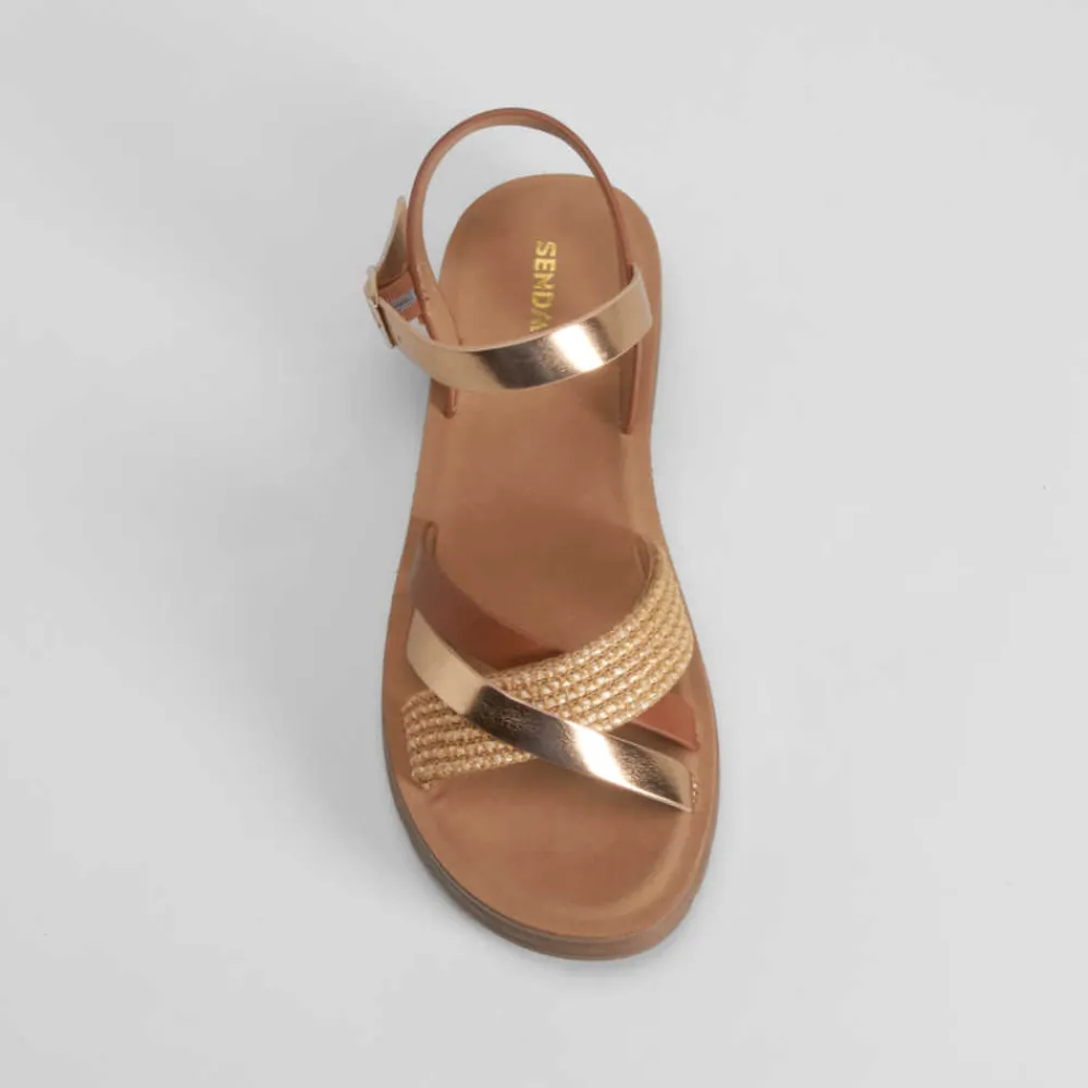 Sandalia bio tricolor marrón Mujer Sandalias Bio Y Menorquinas