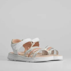 New Sandalia blanca tiras metalizada Sandalias