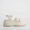 Best Sandalia cruzada chunky blanca Mujer Sandalias Planas