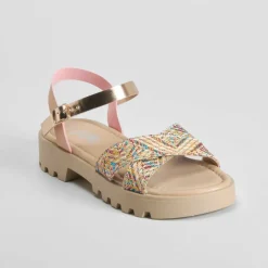 Discount Sandalia cruzada con rafia color rosa OH GIRL Sandalias