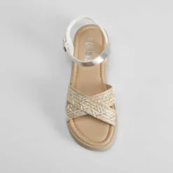 New Sandalia cruzada rafia blanca OH GIRL Sandalias