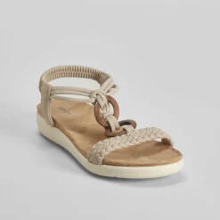 Hot Sandalia cuña aros madera taupe Mujer Sandalias Cuña