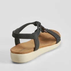 Online Sandalia cuña aros madera negra Mujer Sandalias Cuña