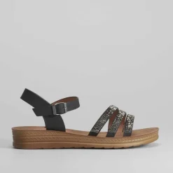 Sandalia cuña baja brillos Mujer Sandalias Planas