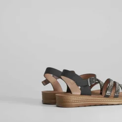 Sandalia cuña baja brillos Mujer Sandalias Planas