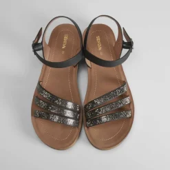 Sandalia cuña baja brillos Mujer Sandalias Planas