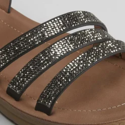 Sandalia cuña baja brillos Mujer Sandalias Planas