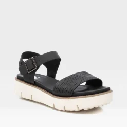 Sale Sandalia cuña baja negra Mujer Sandalias Cuña