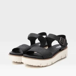 Sale Sandalia cuña baja negra Mujer Sandalias Cuña