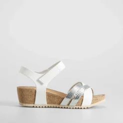 Outlet Sandalia cuña bio blanca Mujer Sandalias Cuña