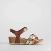 Clearance Sandalia cuña bio camel Mujer Sandalias Cuña