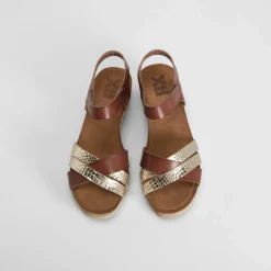 Clearance Sandalia cuña bio camel Mujer Sandalias Cuña