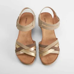 Best Sandalia cuña bio tiras oro Mujer Sandalias Cuña|Sandalias Bio Y Menorquinas