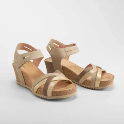 Best Sandalia cuña bio tiras oro Mujer Sandalias Cuña|Sandalias Bio Y Menorquinas