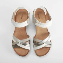 Discount Sandalia cuña bio tiras plata Mujer Sandalias Cuña|Sandalias Bio Y Menorquinas