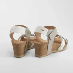 Discount Sandalia cuña bio tiras plata Mujer Sandalias Cuña|Sandalias Bio Y Menorquinas