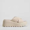 Discount Sandalia cuña chunky pala beige Mujer Sandalias Cuña